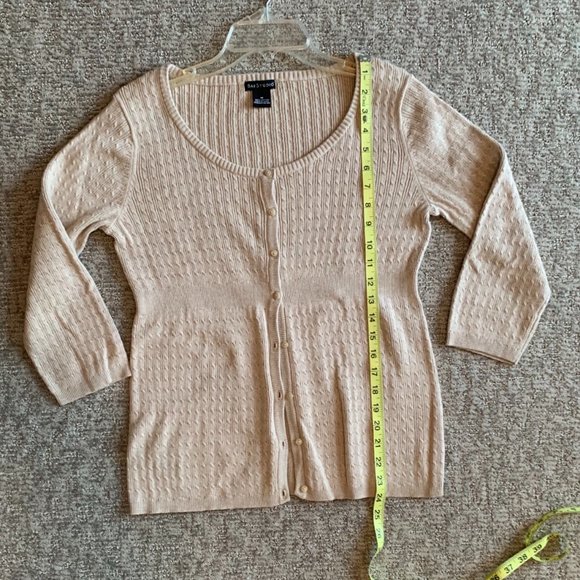 2/$20 Bay Studio Oatmeal color 3/4 Sleeve Cardigan - Size Medium - Picture 7 of 7